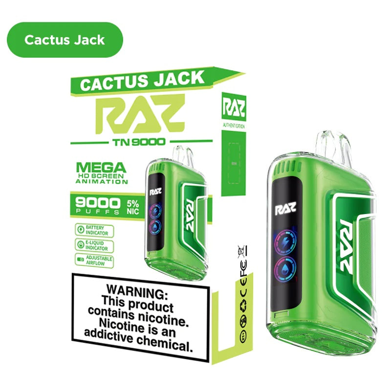 Disposable Cactus Jack RAZ TN9000 with easy-to-use design and cactus fruit flavor